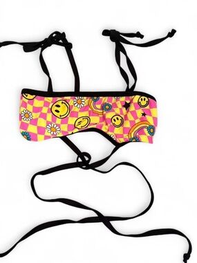 Y2K Rave Smiley Daisy Rainbow Criss-Crop Bra - Rolita Couture